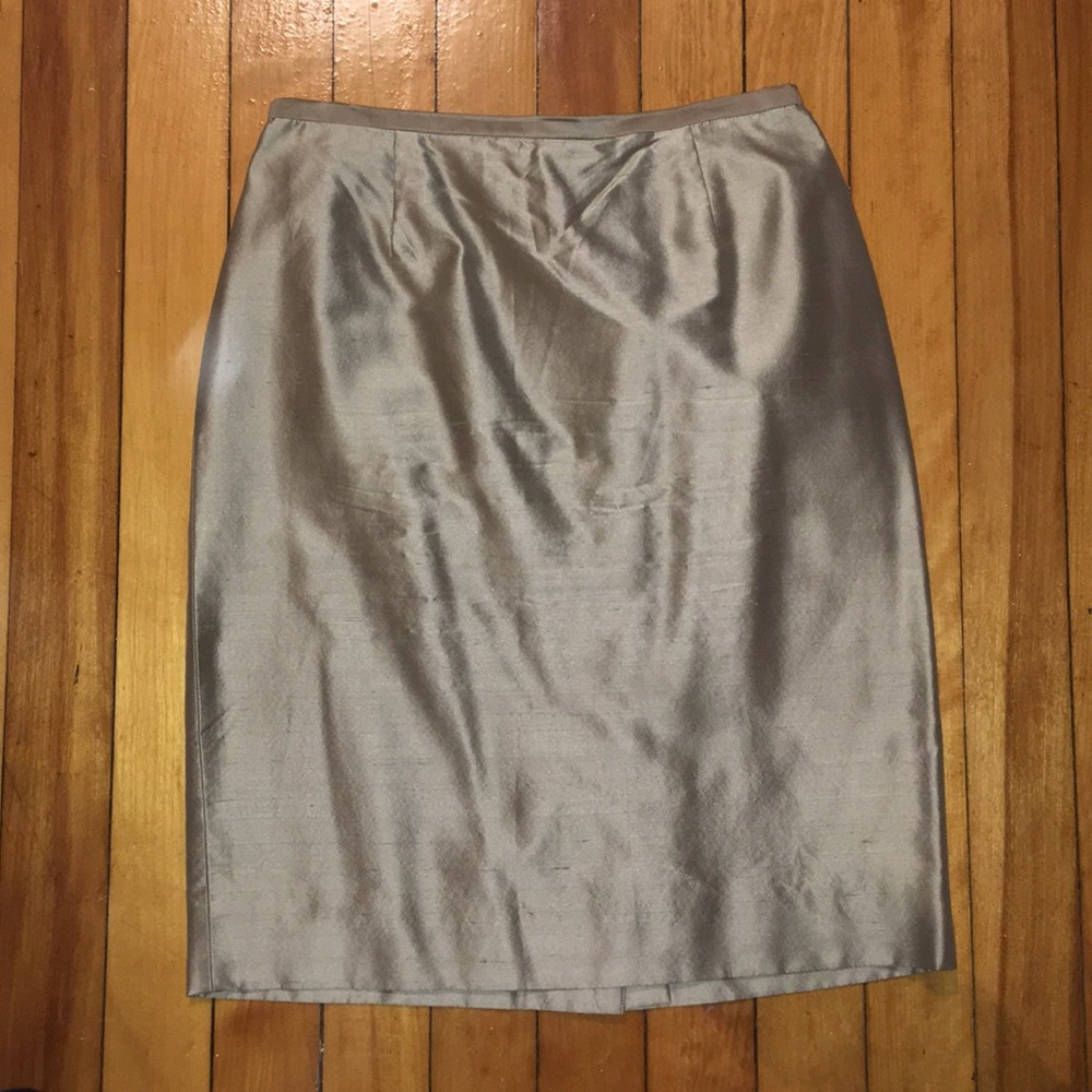 Dana Buchanan Petite silk gold pencil skirt